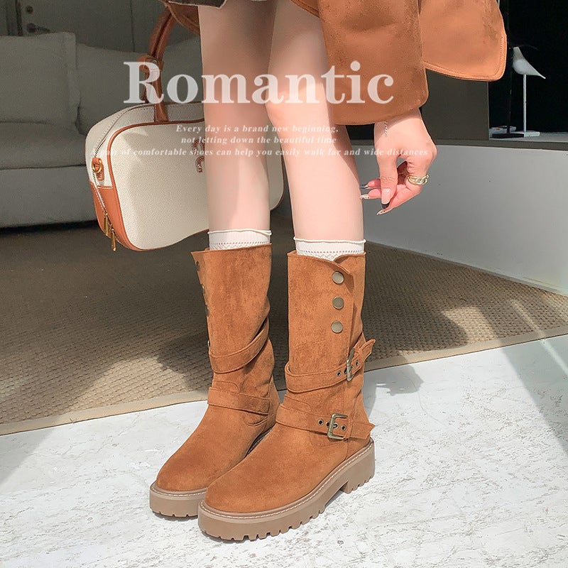 Waste Soil Wind Early Autumn Boots Brown Two-Wear Folding Martin Boots Women'S New Short Boots Western Mid-Tube Ankle Boots For Children - Image 2